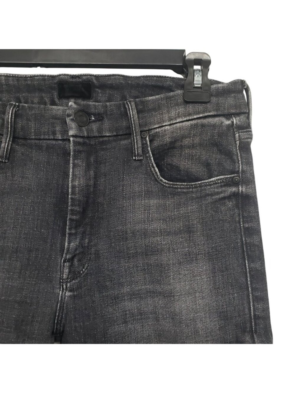 Mother The Looker Ankle Fray $208 Stargazing Faded Black Raw Hem Jeans 27 - Picture 7 of 14